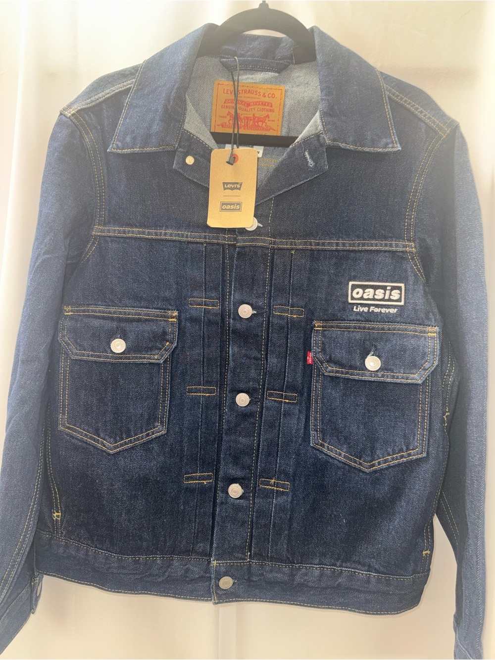 Levi's Oasis Limited Edition Dark Blue Denim Jacket Men's SMALL Unisex